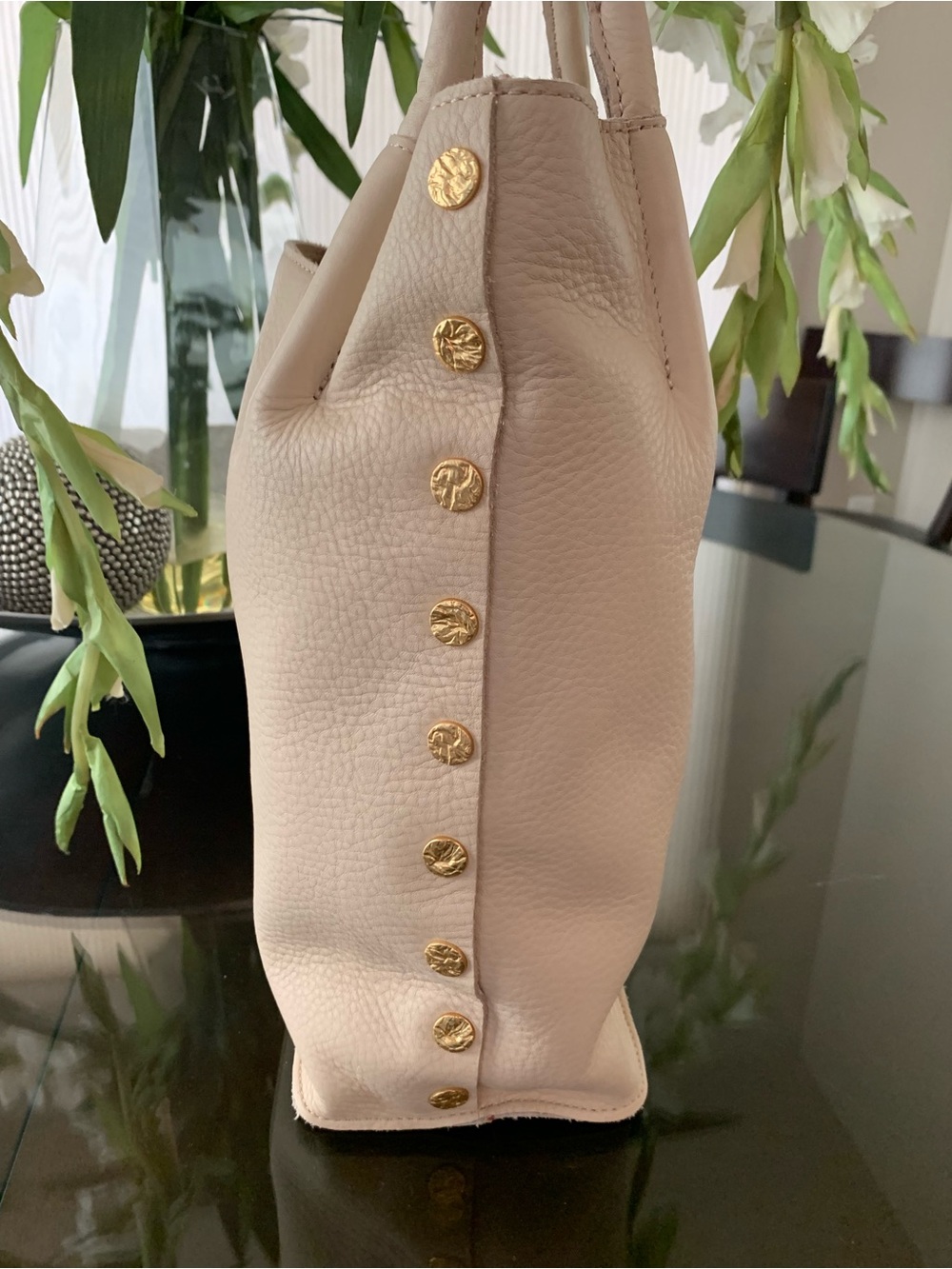 Hammitt Super Bloom Pink Pebbled Leather Shoulder Bag with Gold Studs New